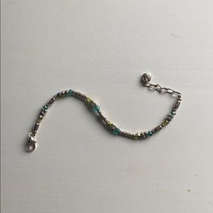 Green and Turquoise Gem Silver Chained Bracelet